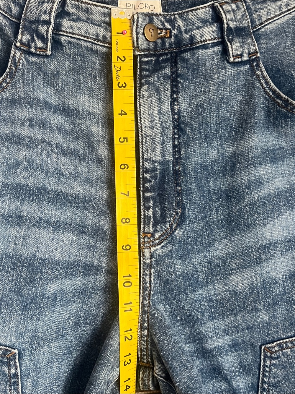 🔥RARE🔥Pilcro Myra Tapered Barrel Jeans Ankle Med Blue Wash 32T Viral - Picture 12 of 17